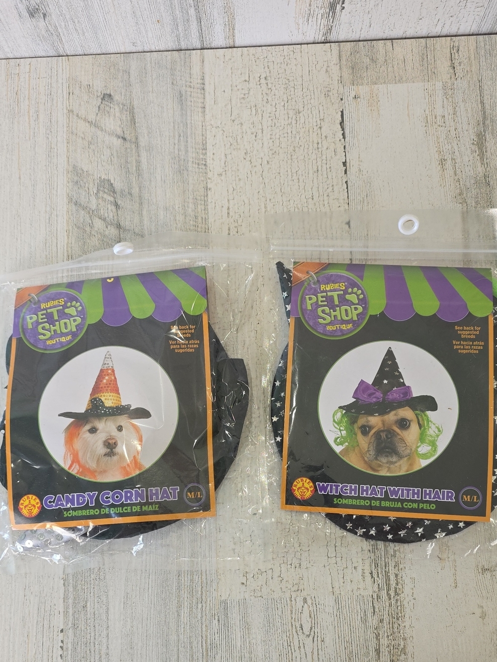Rubie's Pet Shop Candy Corn & Witch Hat Black Orange Purple NEW 2 Hats Size M/L